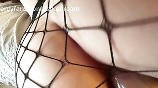 Fishnet Tattooed Dark-haired Pounded In The Donk